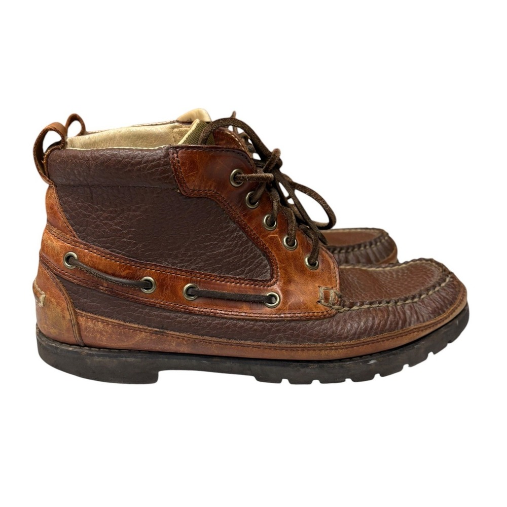 L L Bean Allagash Handsewn Bison Leather Chukka Boots Brown Moc Toe Heritage 9 - Picture 3 of 10